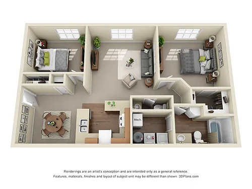 Floor plan 2 Bed 1.5 Bath Classic
