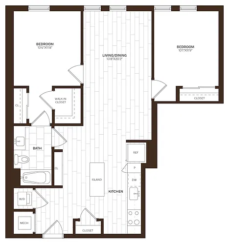 Floor plan 2 Bed/1 Bath-B7