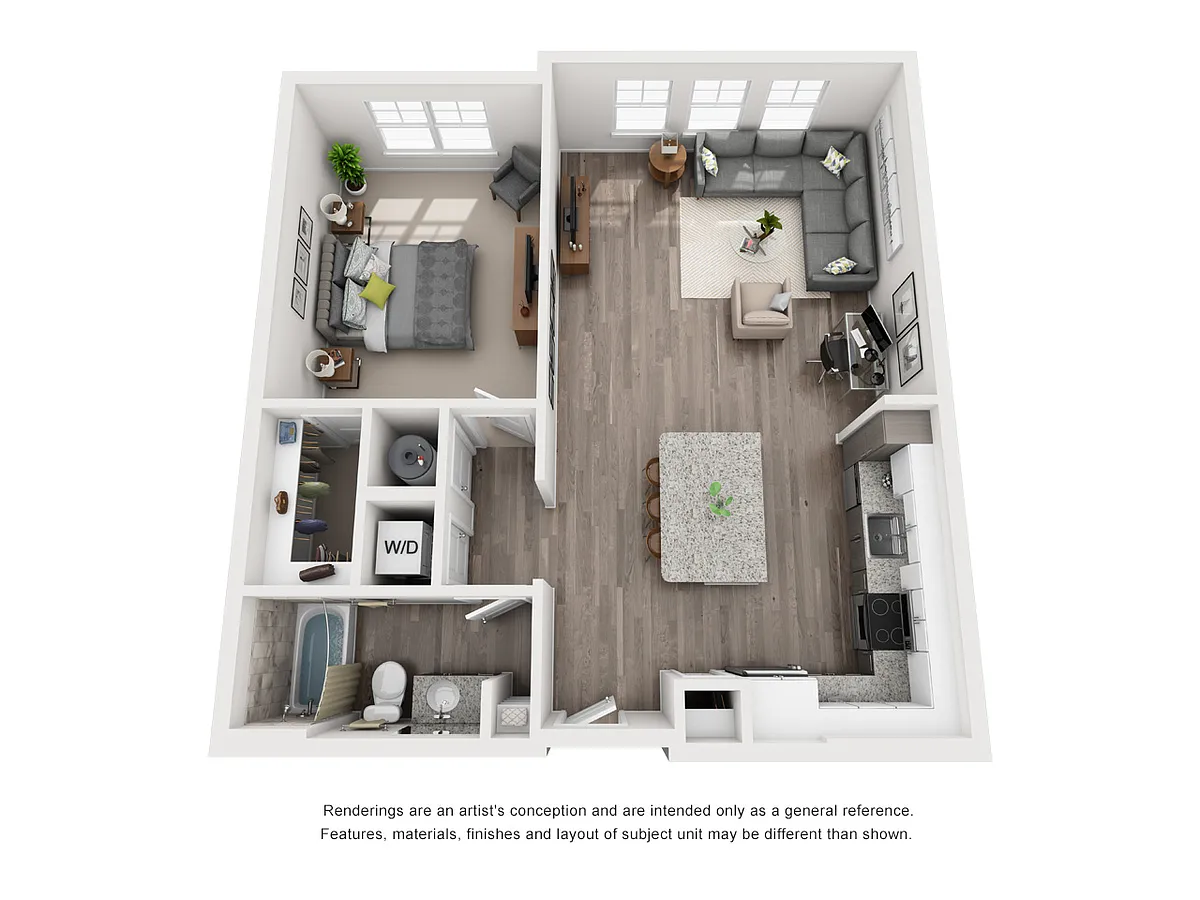 Floor plan A2 - Ponce - One Bedroom, One Bathroom