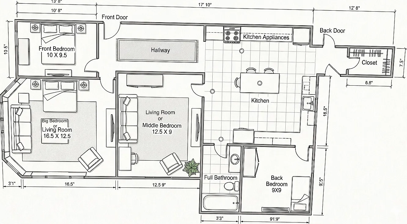 3 bed, 900 sqft, $3,750 — Photo 4