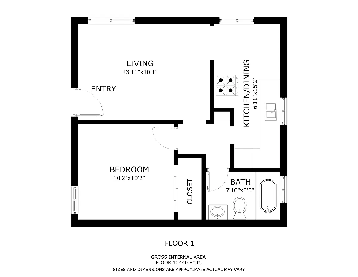 Floor plan 1 Bed 1 Bath