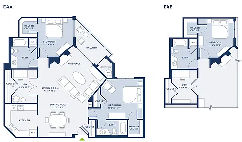 Floor plan 2 Bed/2 Bath-Den-E4C