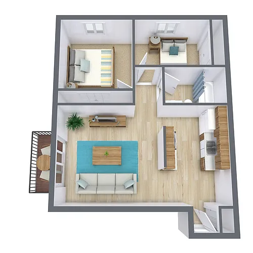 Floor plan Two Bedroom 21B
