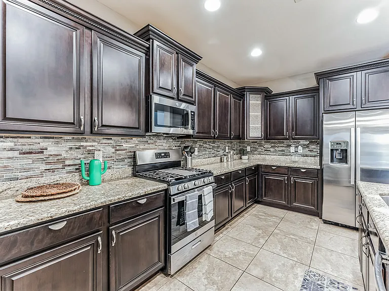 Lots of counter space in kitchen.