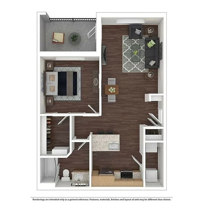 Floor plan A3 - One Bedroom, One Bathroom