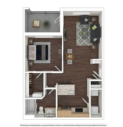 Floor plan A3 - One Bedroom, One Bathroom