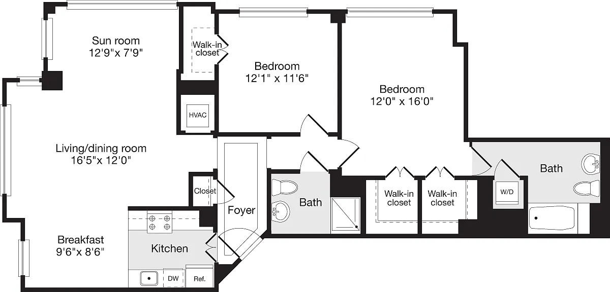 Floor plan 2 Bedrooms U