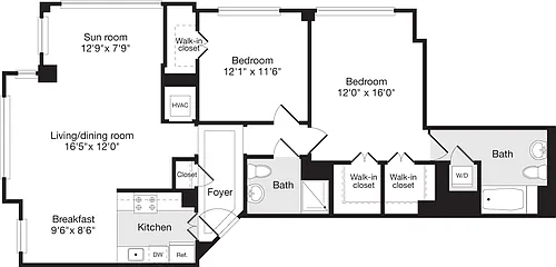 Floor plan 2 Bedrooms U