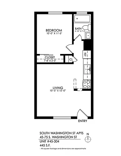 Floor plan South Washington Apts - 1 Bed, 1 Bath
