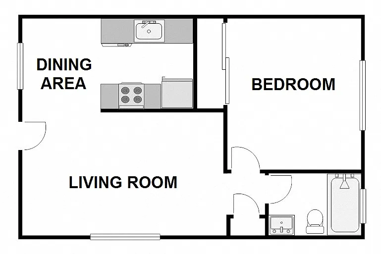 Floor plan 1 Bed / 1 Bath: Type G