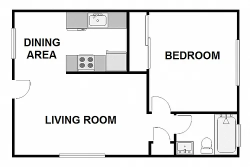 Floor plan 1 Bed / 1 Bath: Type G