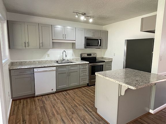 Kitchen with an island.