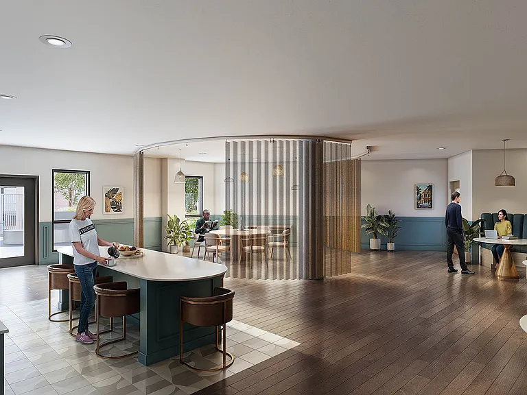 Rendering of the Havana Lounge amenity in the West Building