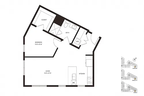 Floor plan One Bedroom A3