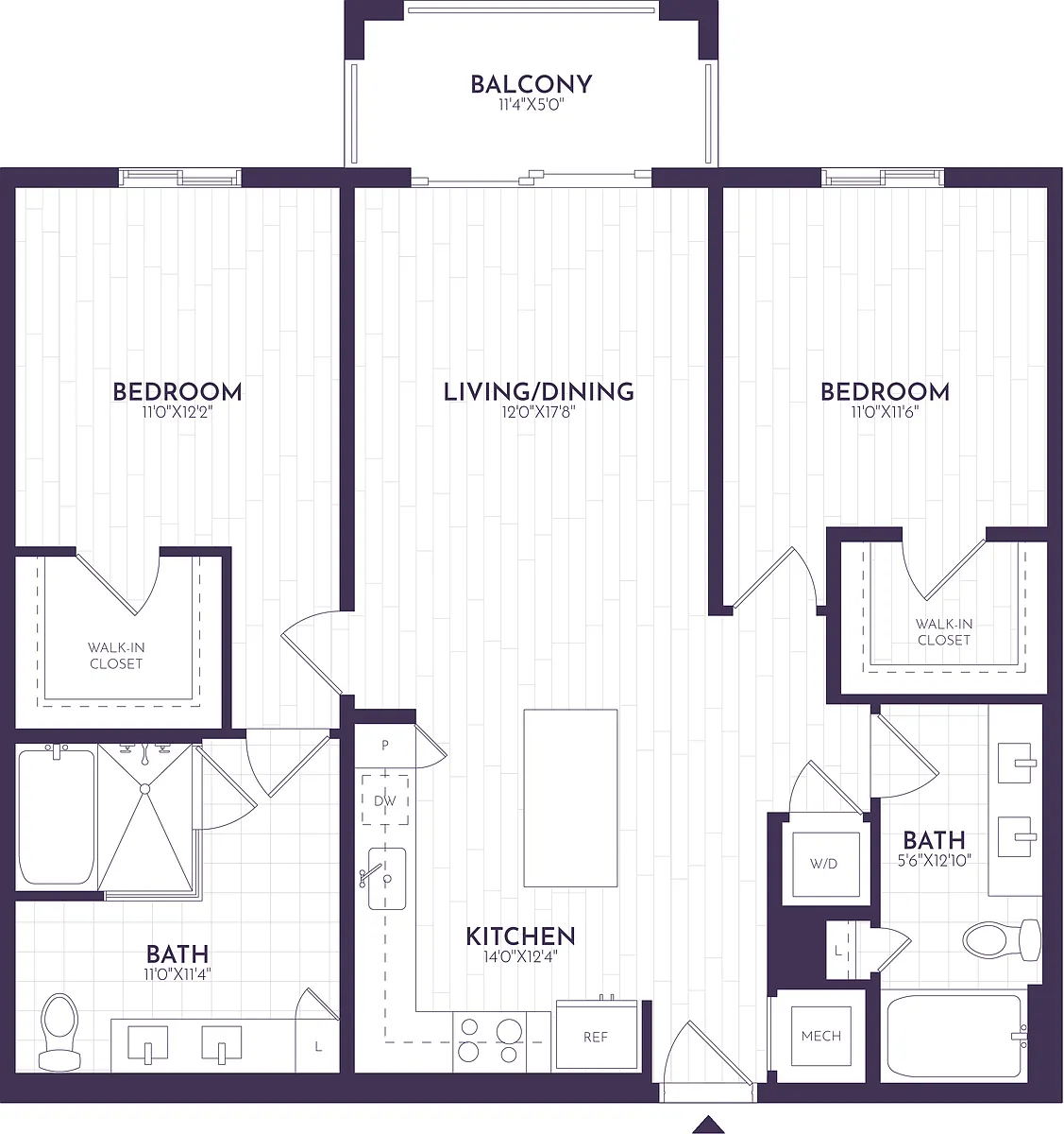 Floor plan 2 Bed/2 Bath-B1