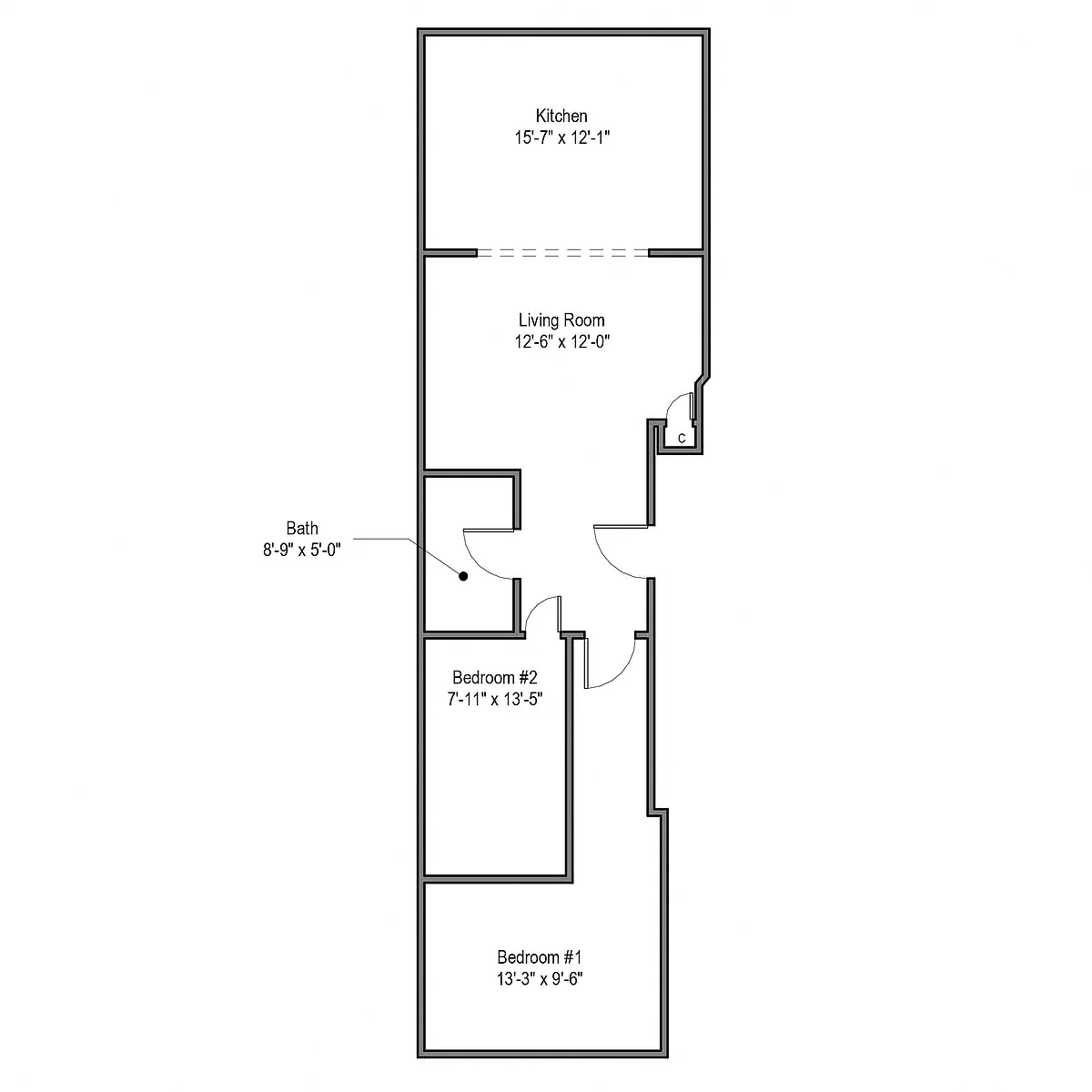Floor plan 304 McKee- 2 Bedroom (#4) | University Commons at 