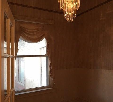 Large Bedroom with Period Wallpaper, Chandeleir, and custom
