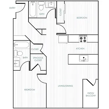 Floor plan Two Bedroom 22A