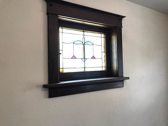 Stained glass window in bedroom