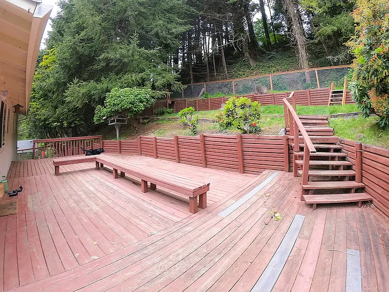 large, fully fenced backyard