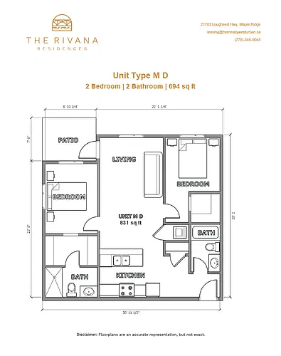 Floor plan 2-Bedroom / 2-Bathroom