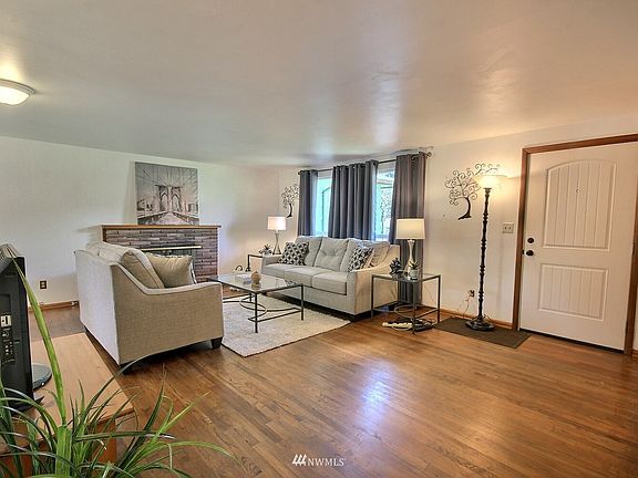 Living room with original hardwood floors