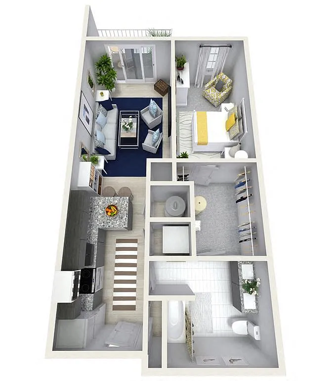 Floor plan 1 Bedroom 1 Bath 858 sqft (Z)