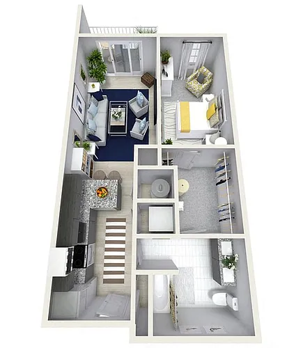 Floor plan 1 Bedroom 1 Bath 858 sqft (Z)