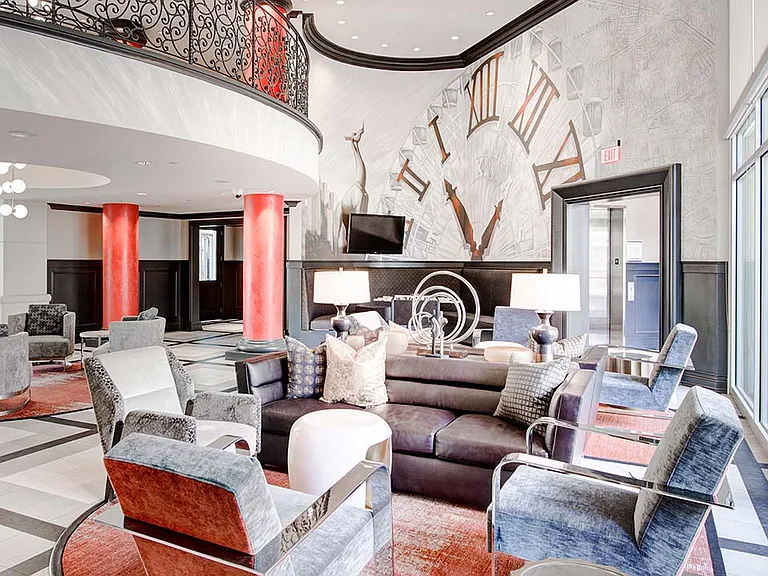 Griffis Uptown resident lounge with plush seating.