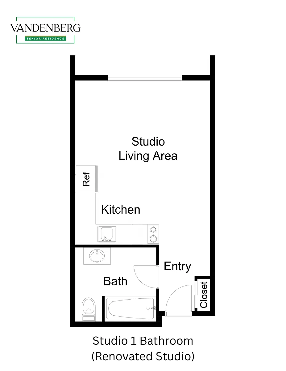 Floor plan Renovated Studio 1 Bathroom