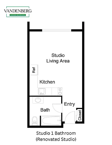Floor plan Renovated Studio 1 Bathroom