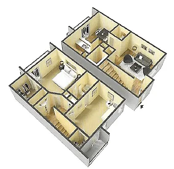 Floor plan Two Bedroom One and A Half Bath Townhouse Classic