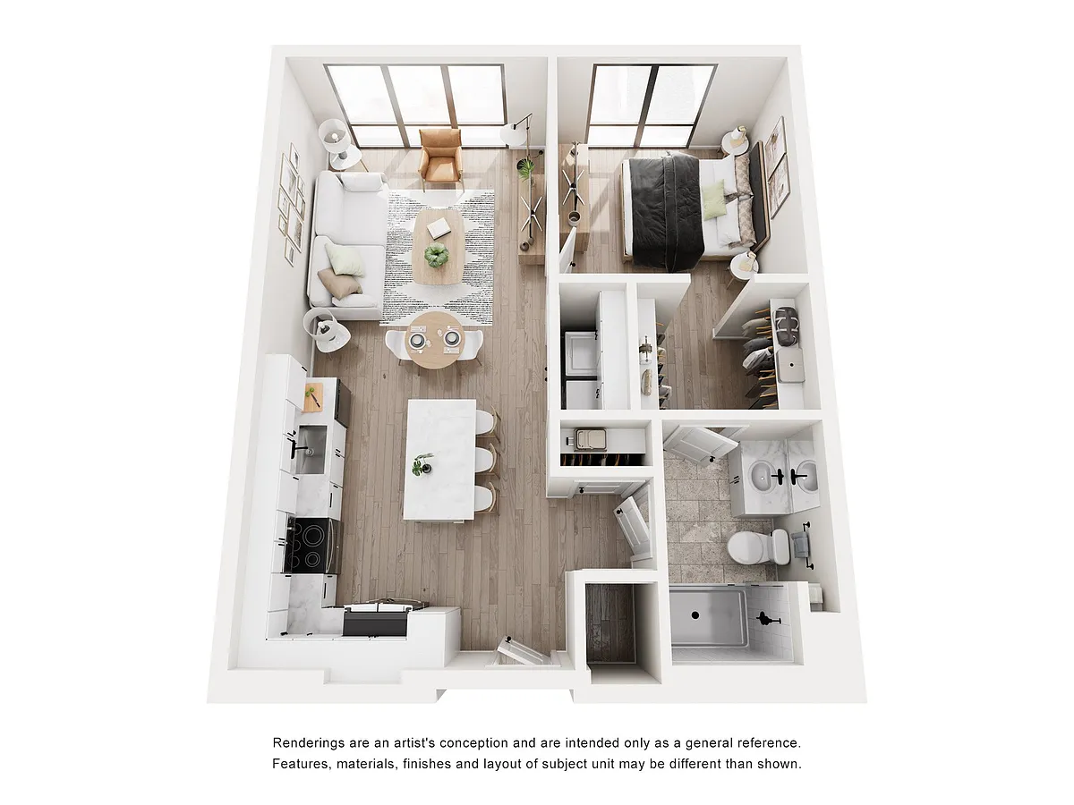 Floor plan A1B One Bedroom One Bathroom