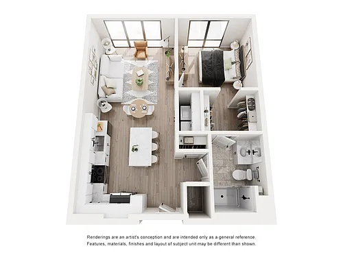Floor plan A1B One Bedroom One Bathroom