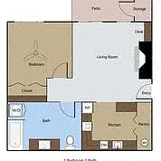 Floor plan 1 BR 1 BA