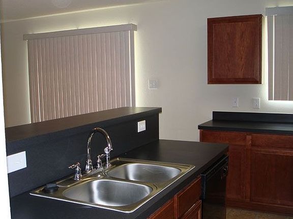 Kitchen has nice color combinations