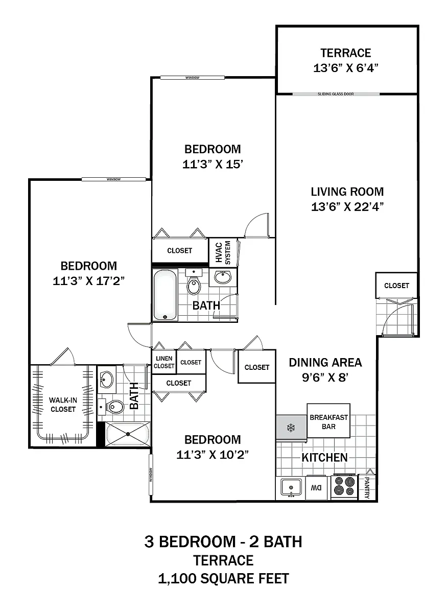 Floor plan 3 Bedroom Terrace