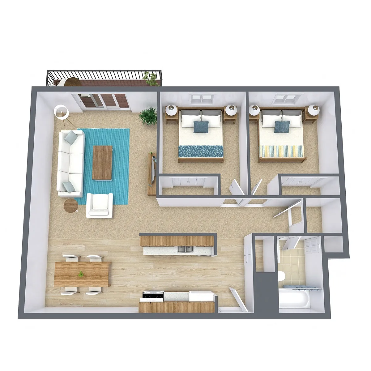 Floor plan Two Bedroom 21A