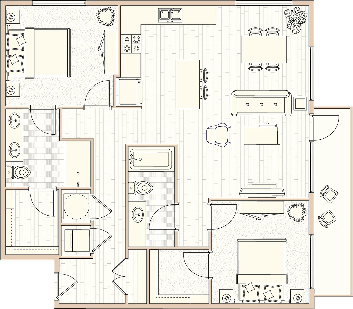 Floor plan B2 - 2 Bed 2 Bath