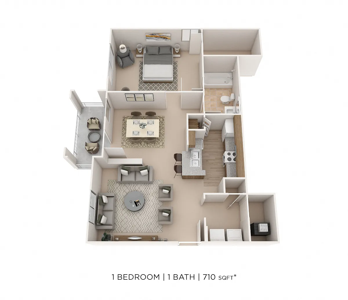 Floor plan One Bedroom-710 sqft