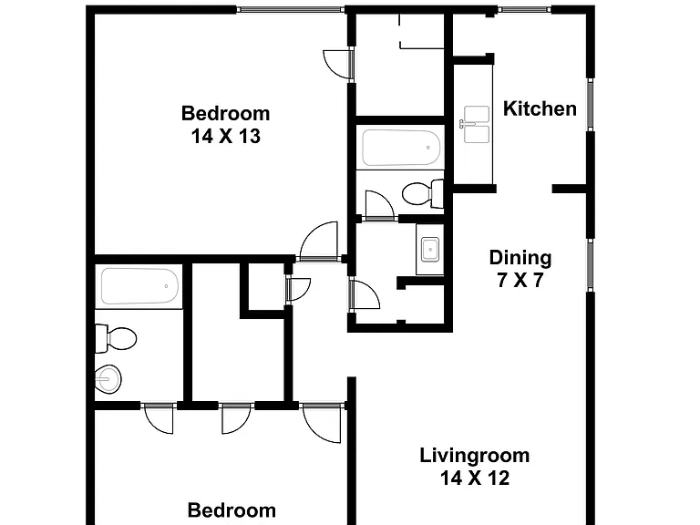 2 Bedroom-2 Bath Flat 2 Bedroom-2 Bath Flat