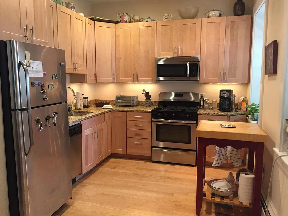 Kitchen with maple cabinets