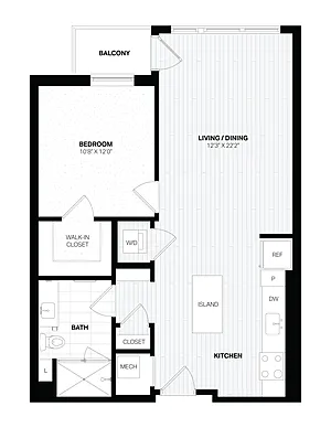 Floor plan 1 Bed/1 Bath-C3 East