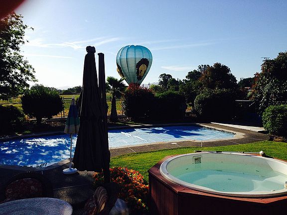 Back yard pool and hot tub