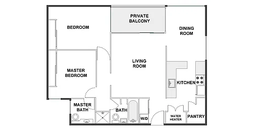Floor plan 2 Bed / 2 Bath: Type G