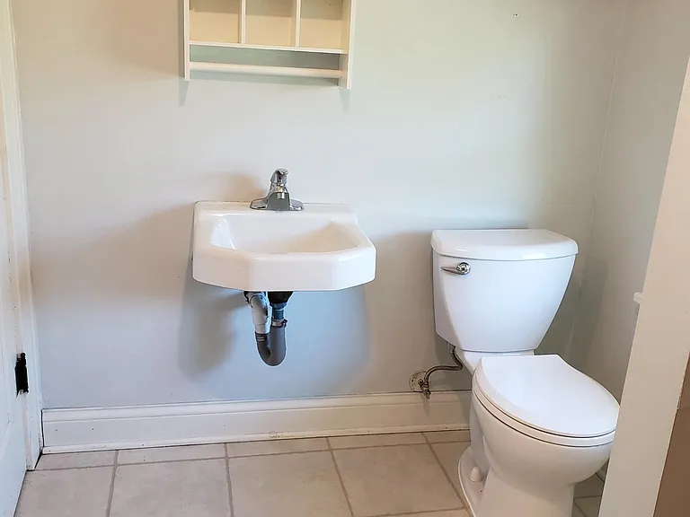 Bathroom, brand new toilet.