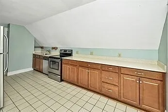 Kitchen counter, stove, sink, dishwasher