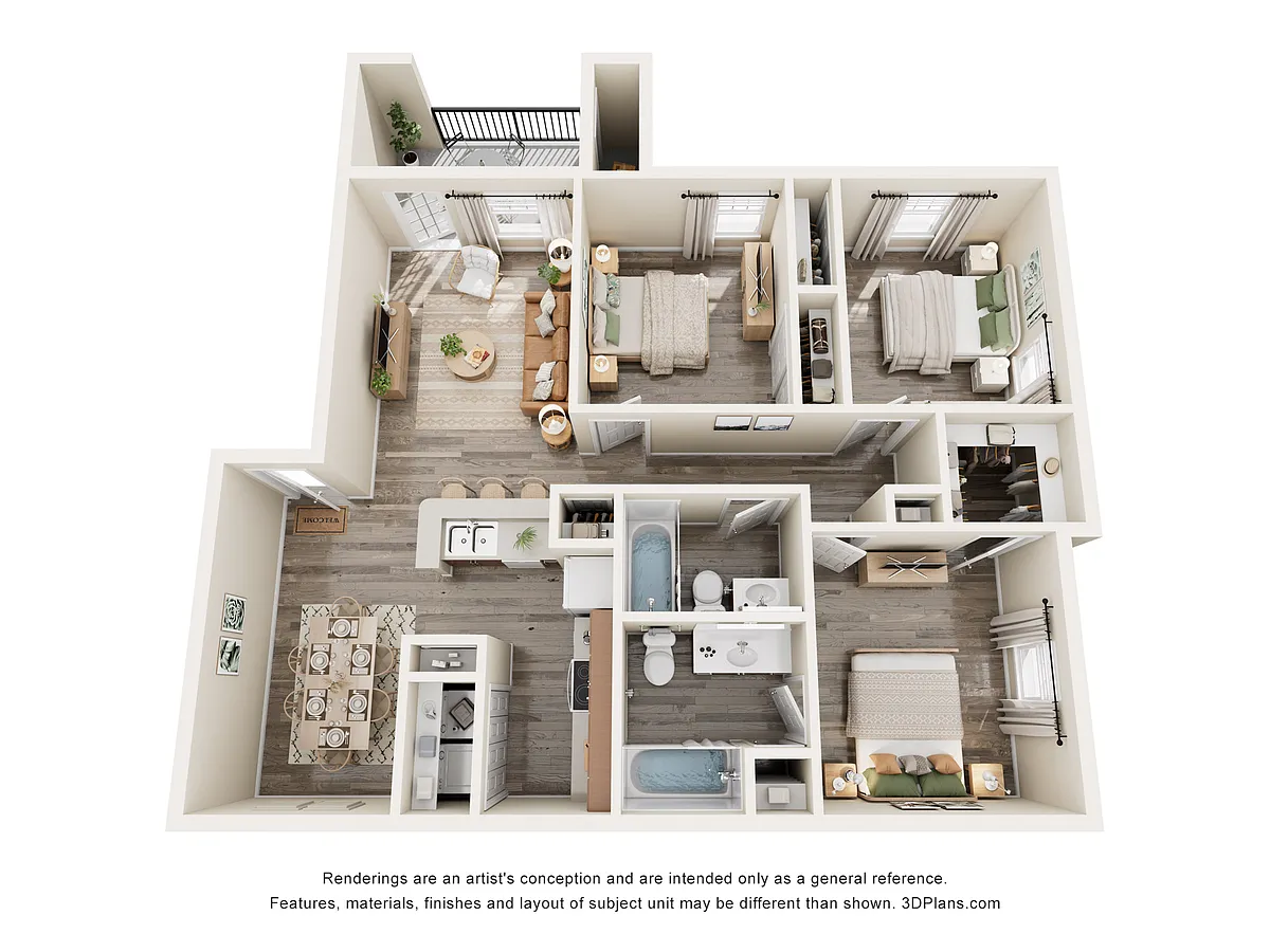Floor plan C1 | 3 Bed | 2 Bath