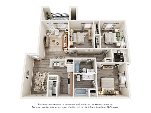 Floor plan C1 | 3 Bed | 2 Bath