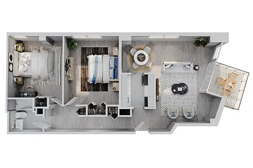 Floor plan 2 Bed 1 Bath - Towers